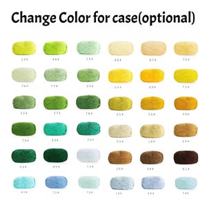 Puede incluir: Una selecci&oacute;n de madejas de hilo en varios colores, dispuestas en filas. Los colores van del verde claro y amarillo al marr&oacute;n y azul. El texto "Change Color for case (optional)" est&aacute; en la parte superior.