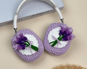 Crocheted lavender bouquet Airpods Max Headphone Covers | Crochet AirPods Max Case | AirPod Max Cover  Handmade|Sony xm5 case|Sony xm4 cover