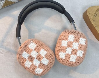Checkboard Airpods Max Headphone Covers  | Crochet AirPods Max Case | AirPod Max Cover | Handmade|Sony xm5 case|Sony xm4 cover