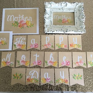 Floral // Mother's Day Printable // Floral Happy Mother's Day Banner ...