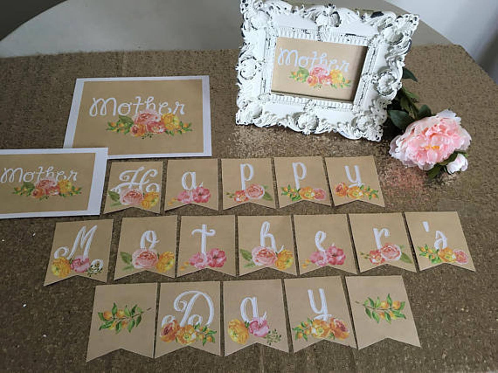 Floral // Mother's Day Printable // Floral Happy Mother's Day Banner ...
