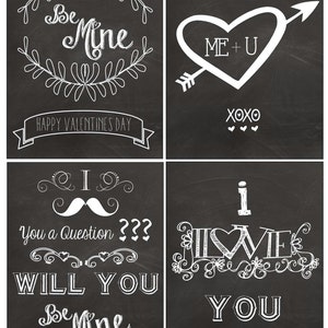 DIY Chalkboard Valentine&#39;s Day Printable Cards