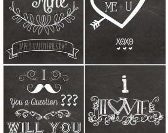 DIY Chalkboard Valentine's Day Printable Cards