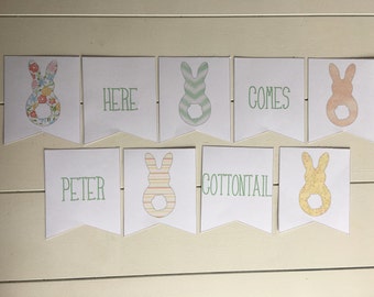 Easter Banner, Easter Bunny Banner, Peter Cottontail Banner, Printable Banner, Bunny Banner, Bunny Banner, Printable Easter Banner,