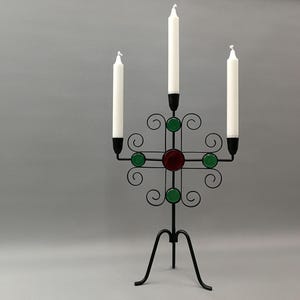 Metal and Glass Candle Holder, attributed to Gunnar Ander, Ystad-Metall, 1960s, Scandinavian Modern Style