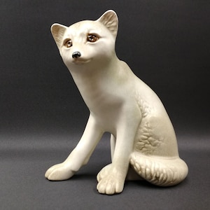 FIGURINE, stoneware, Fjällräv (Arctic Fox) by Paul Hoff Gustavsberg Sweden.