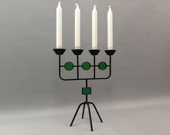 Gunnar Ander. Vintage candlestick for Ystad Metall, 1960s, Sweden, Scandinavian Art Nouveau style.