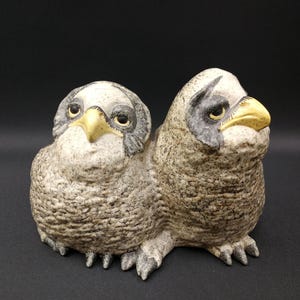 FIGURINE, stoneware, UGGLEUNGS, Strix Nebulosa, Gustavsberg, no. 487, signed Paul Hoff Sweden