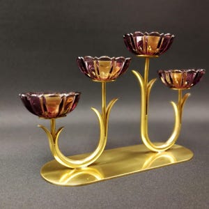 Gunnar Ander, Candelabra, Brass, Glass, Sweden, 1960s Style Scandinavian Modern