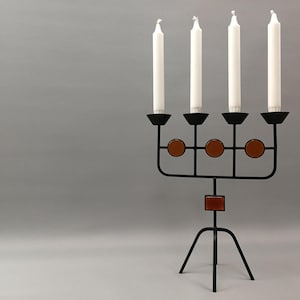 Metal and Glass Candle Holder, attributed to Gunnar Ander, Ystad-Metall, 1960s, Scandinavian Modern Style