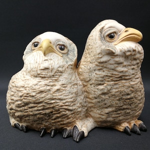 FIGURINE, stoneware, UGGLEUNGS, Strix Nebulosa, Gustavsberg, signed Paul Hoff Sweden