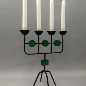 Metal and Glass Candle Holder, attributed to Gunnar Ander, Ystad-Metall, 1960s, Scandinavian Modern Style