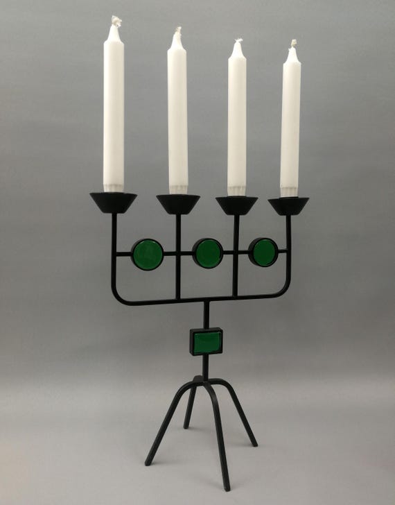 Gunnar Ander. Candlestick for Ystad Metall, 1960s, Sweden, Scandinavian Art Nouveau style