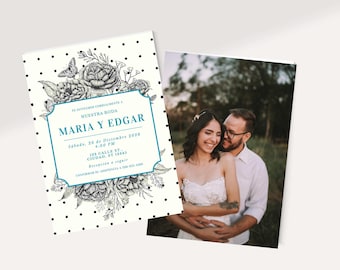 Invitación de Boda Digital en Español - Editable y Personalizada