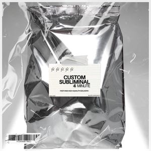 以下が含まれることがあります： 透明なプラスチックで密封された銀色の金属パッケージ。 「CUSTOM SUBLIMINAL 4 MINUTE」というテキストの白いラベルがパッケージに貼られています。 ラベルには「FAST AND HIGH-QUALITY DELIVERY」というテキストも含まれています。 バーコードが下部に表示されています。