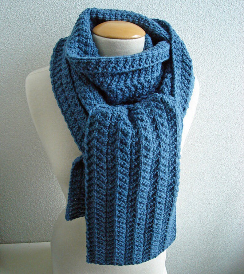 Knitting PATTERN Reversible Heringbone Scarf image 1