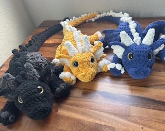 Fourth Wing Crochet Dragon Plushies, Variety of Sizes and Colors