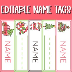 Editable Groovy Christmas Name Tags: Retro Holiday Classroom Decor (PDF)