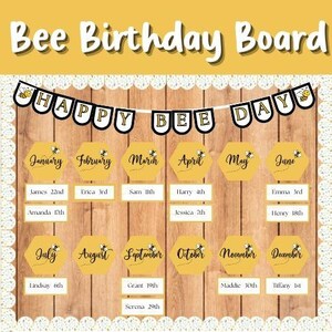 Bee Birthday Bulletin Board Kit: Classroom Decor (PDF & PNG)