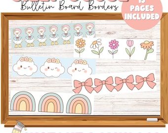 Silly Goose Bulletin Board Borders: Muted Rainbow Classroom Decor (PDF Printable)