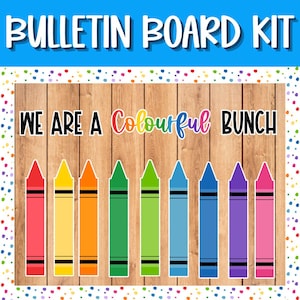 We Are a Colourful Bunch Bulletin Board Kit | Crayon Theme | Back to School Decor | Name Tags + Border Included | Preschool Crayon Decor