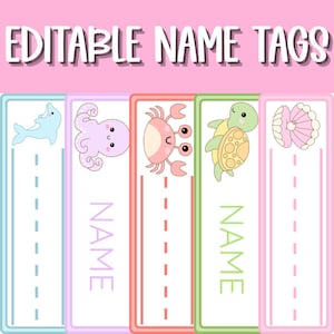 Editable Under the Sea Name Tags | Desk Name Plates | Printable Ocean Theme Classroom Decor