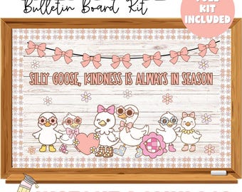 Kindness Classroom Bulletin Board Kit: Silly Goose & Bow Banner