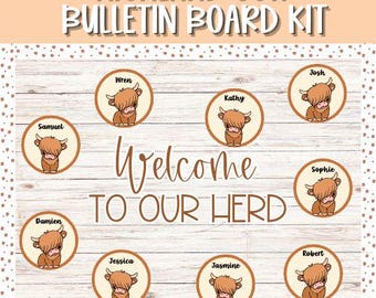 Highland Kuh Willkommen Bulletin Board Kit | “Willkommen in Unserer Herde” | Rustikales Bauernhaus Klassenzimmer Dekor