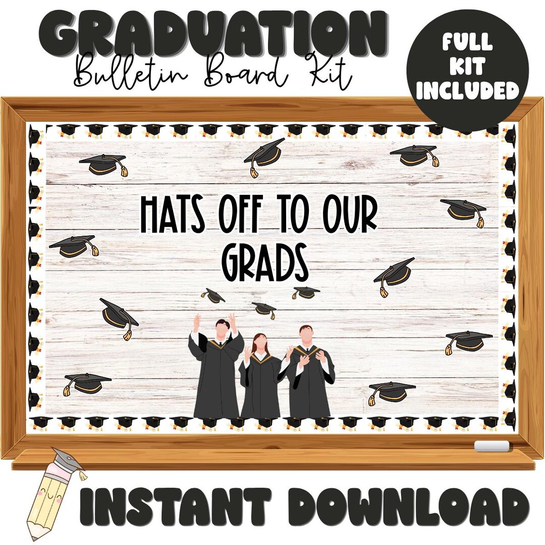 Hats off to Our Grads Bulletin Board Kit: Graduation Decor (digital ...
