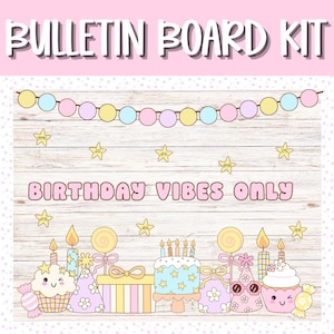 Birthday Vibes Only & Happy Birthday Bulletin Board Kit — Groovy Party Fun! | Birthday Bulletin Board Kit | Groovy Birthday Classroom Decor