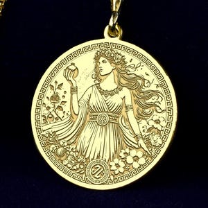 925 Sterling Silver Persephone Necklace - Greek Goddess of Spring & Underworld - Gold Plated Mythology Jewelry - Feminine Pendant