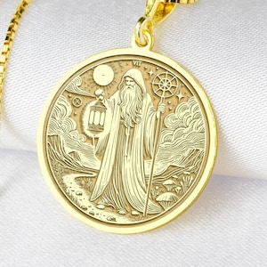Collana dei Tarocchi dell'Eremita in Argento 925K - Ciondolo degli Arcani Maggiori, Gioiello Spirituale dell'Eremita, Collana delle Carte dei Tarocchi, Regalo Mistico per gli Amanti dei Tarocchi
