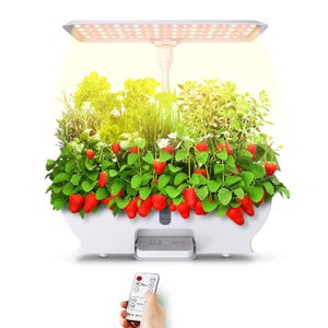 Indoor Garden Hydroponics 9Pod Growing System / Germination Kit with LED Grow Light, Remote, Height Adjustable & Water Outlet