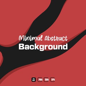 May include: Abstract background design with a red and black color scheme. The image features a minimalist design with flowing, organic shapes. The text "Minimal Abstract Background" is displayed in white, with file type icons at the bottom.
