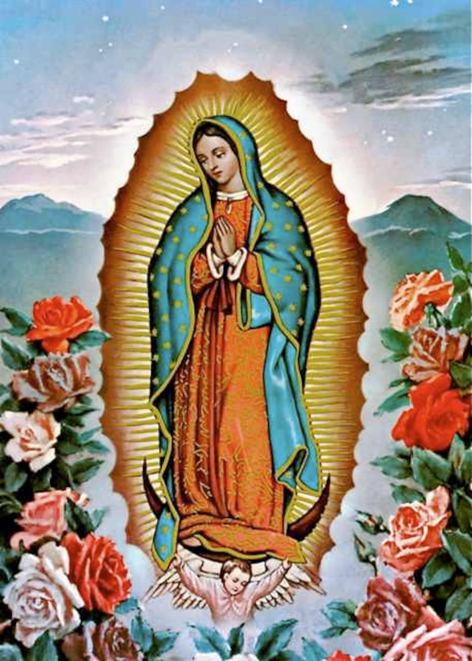 Our Lady of Guadalupe Virgin Mary Blessed Mother Virgen de Etsy