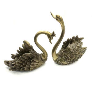 Brass Swan Couppe Figurine Handmade Bronze Sculpture House&Home Decor Ornament,Soulmates Gifts