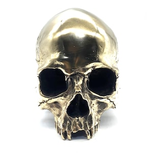 Handmade Brass Skull Heads 1:1 Statue,Brass Skull Figurine,House&Office Decorative Ornament,Artistic Sculpture