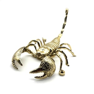 Handcast Brass Scorpion Sculpture | Intricate Animal Desk Decor | Unique Gift for Insect Collectors | Home Office Art | Wall Sculpture