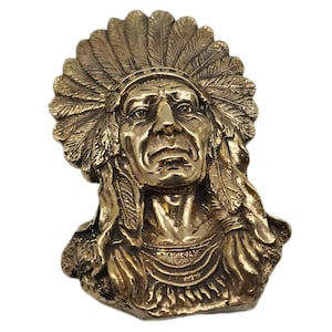 Escultura de pared india de latón, decoración de pared, estatua de jefe indio, figura decorativa para casa y oficina