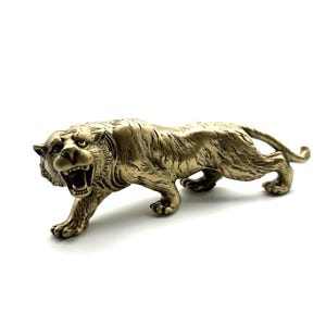 Handgefertigte Tiger Statue | Süße Tier Schreibtisch Skulptur | Einzigartiges Büro Dekor Geschenk für Wildtier Sammler | Massive Messing Big Cat Figur