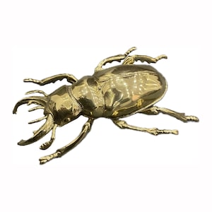 Golden Brass Scarab Beetle Sculpture - Handcrafted Egyptian Decor, Unique Home Gift, Collectible Figurine