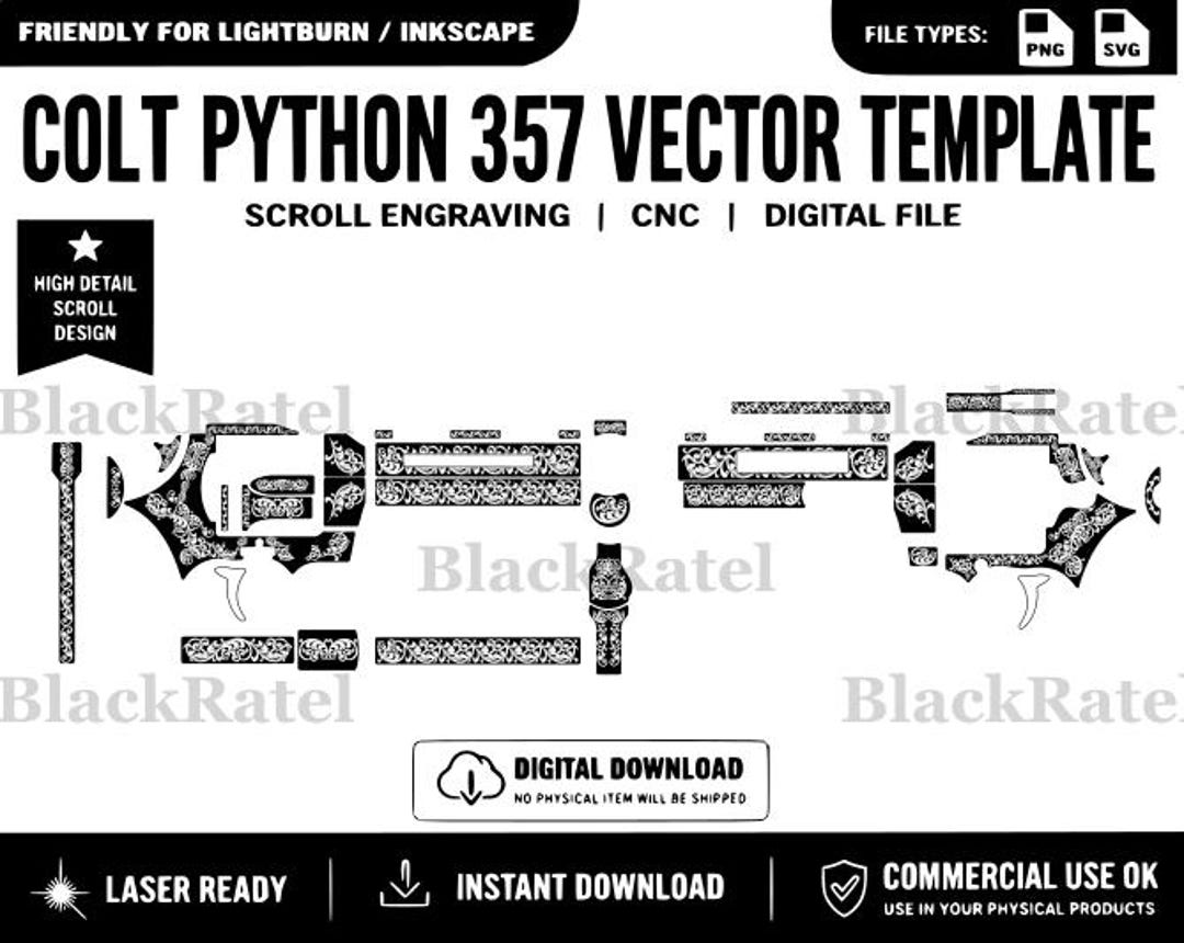 Colt Python 357 Magnum Scroll Engraving Svg | Gun Engraving Design ...