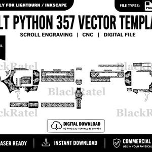 Colt Python 357 Magnum Scroll Engraving Svg | Gun Engraving Design | Laser Engraving File | CNC Vector | PNG SVG Digital Download
