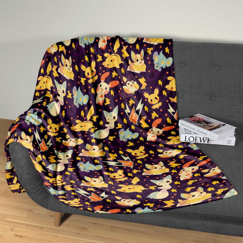 Pikachu Fleece Blanket Home Decor Pachirisu Blanket Throw Blanket Cute Chibi Baby Blanket Pikachu Blanket Gifts Bespoketshirt Collections