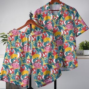 Magikarp Hawaiian Shirt Tropical Button Up Shirt Summer Hawaiian Short Aloha Hawaii Set Magikarp Shirt Gifts