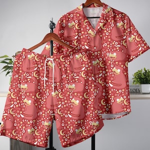 Slowpoke Hawaiian Shirt, Tropical Button-Up Shirt, Funny Matching Summer Outfit, Cute Beach Short, Slowpoke Shirt Gift