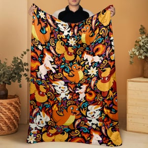 Charmander Fleece Deken Woondecoratie Scorbunny Deken Deken Gooien Schattige babydeken Charmander Deken Geschenken