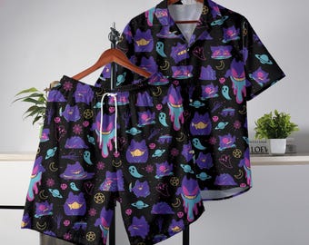 Gengar Hawaiian Shirt Tropical Button Up Shirt Summer Hawaiian Short Graffiti Hawaii Set Gengar Shirt Gifts