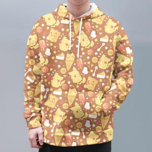 Pikachu Hoodie Shirt Unisex Hoodie Aloha Kawaii Hoodie Cream Pikachu Shirt Gifts