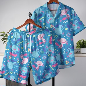 Wooper Hawaiian Shirt Tropical Button Up Shirt Summer Beach Short Aloha Hawaii Set Wooper Shirt Gifts
